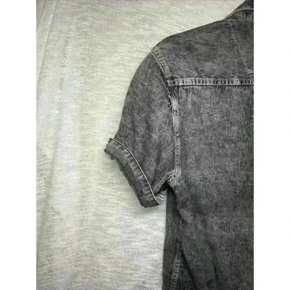 Men’s Large N1 Flag, Skull, Wings Distressed 2 Pocket Button Up Short Sleeve - Picture 13 of 15